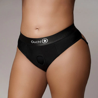 OUCH! Vibrating Strap-on Thong with Removable Butt Straps