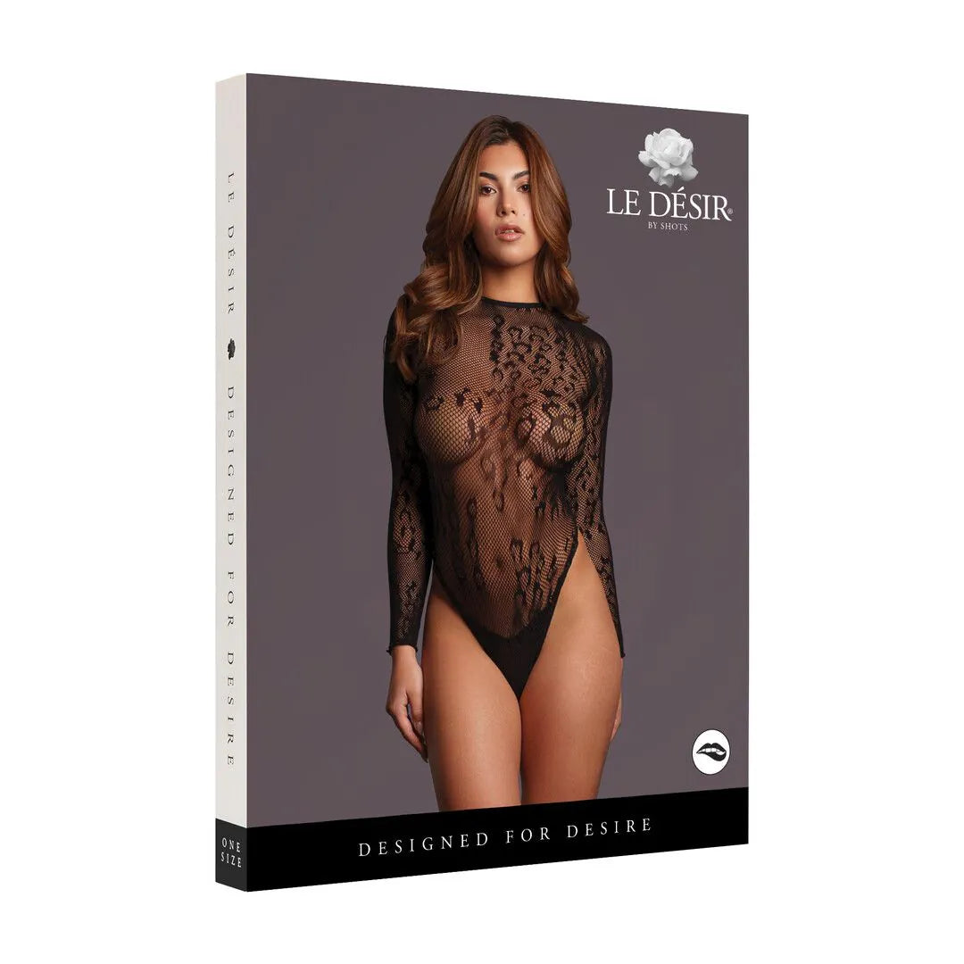 LEDÉSIR Sexy Leopard Mesh Crotchless Bodysuit