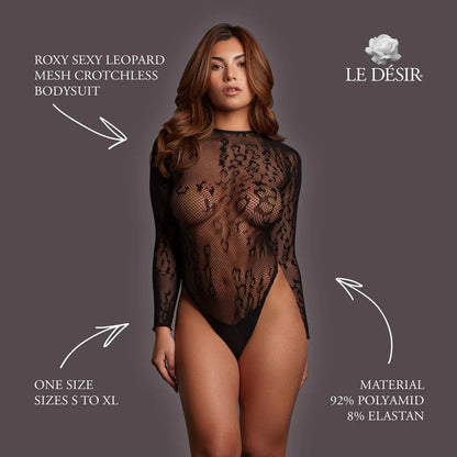 LEDÉSIR Sexy Leopard Mesh Crotchless Bodysuit