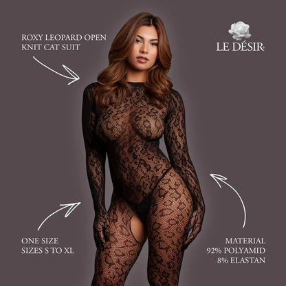 LEDÉSIR Roxy - Leopard Open Knit Cat Suit