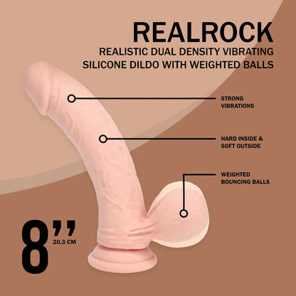 REALROCK Realistic Dual Density Vibrating Silicone Dildo With Weighted Balls