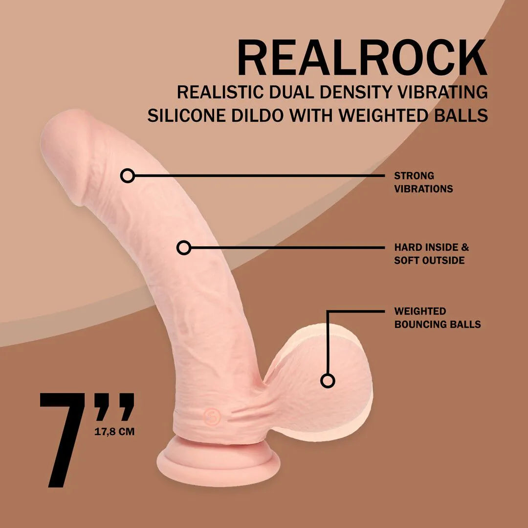 REALROCK Realistic Dual Density Vibrating Silicone Dildo With Weighted Balls