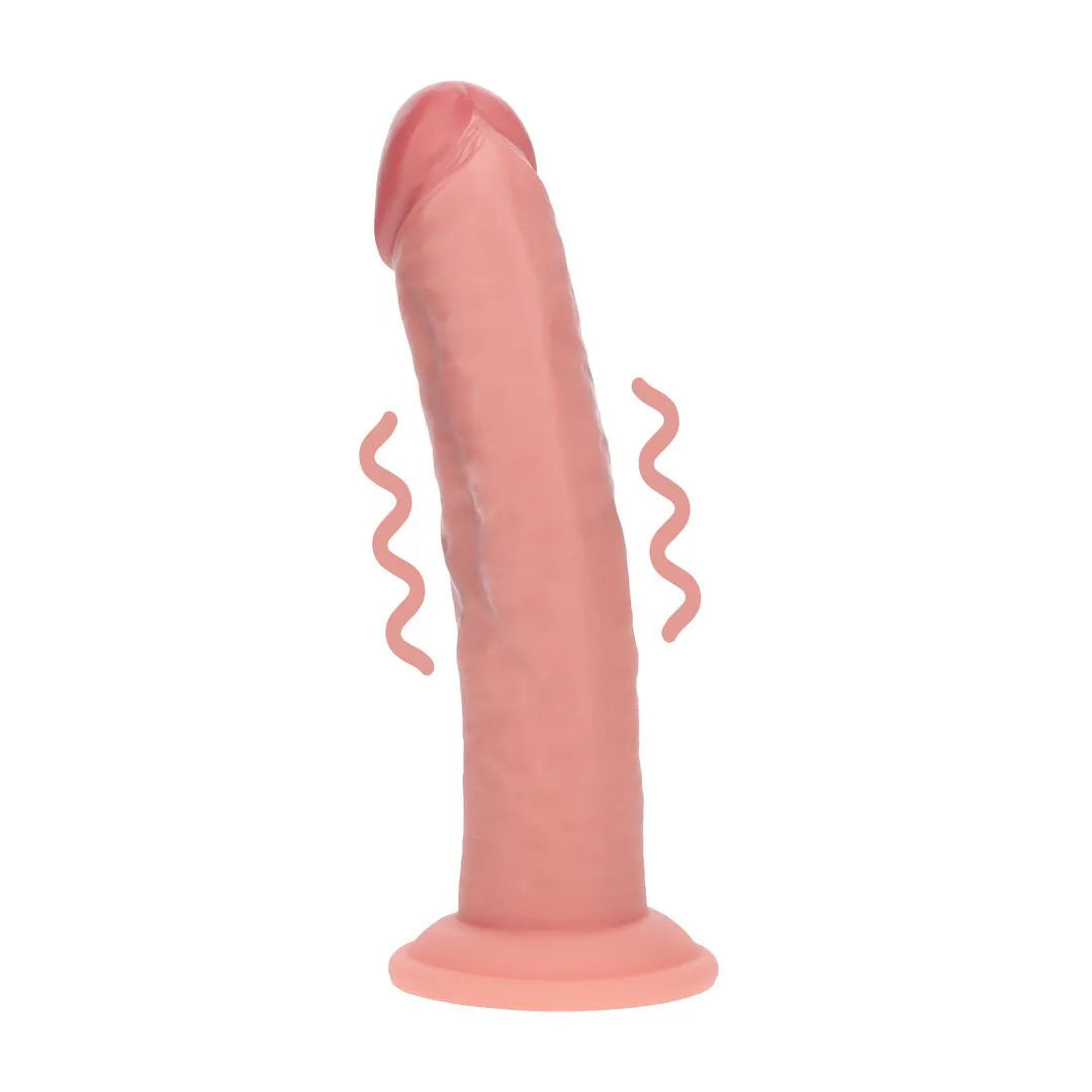REALROCK Dual Density Silicone Curved Realistic Vibrating Dildo with Suction Cup - 8" / 20,3 cm