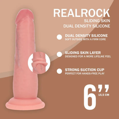 REALROCK Dual Density Silicone Realistic Sliding Skin Dildo