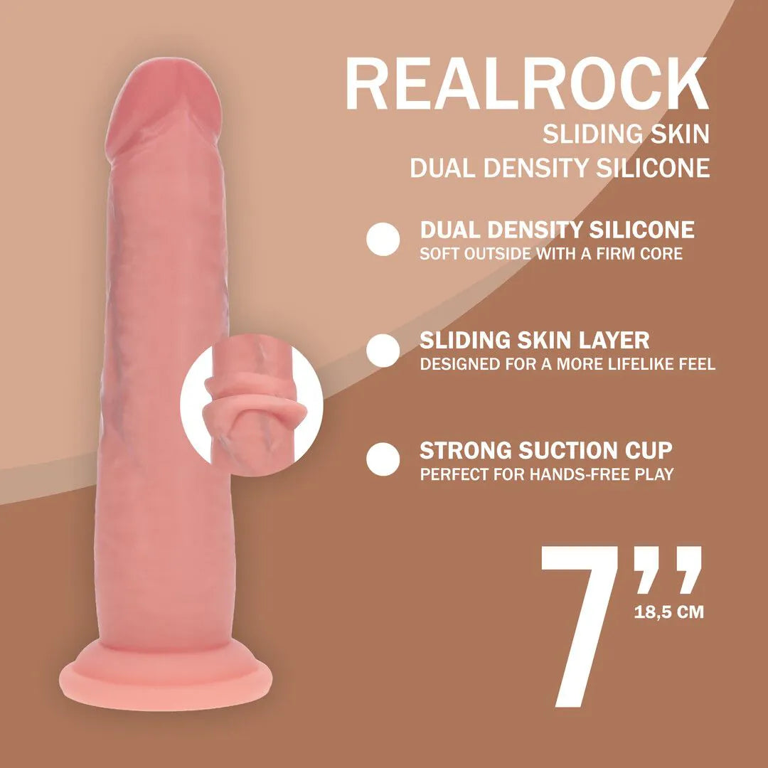 REALROCK Dual Density Silicone Realistic Sliding Skin Dildo