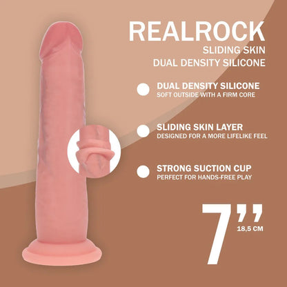 REALROCK Dual Density Silicone Realistic Sliding Skin Dildo