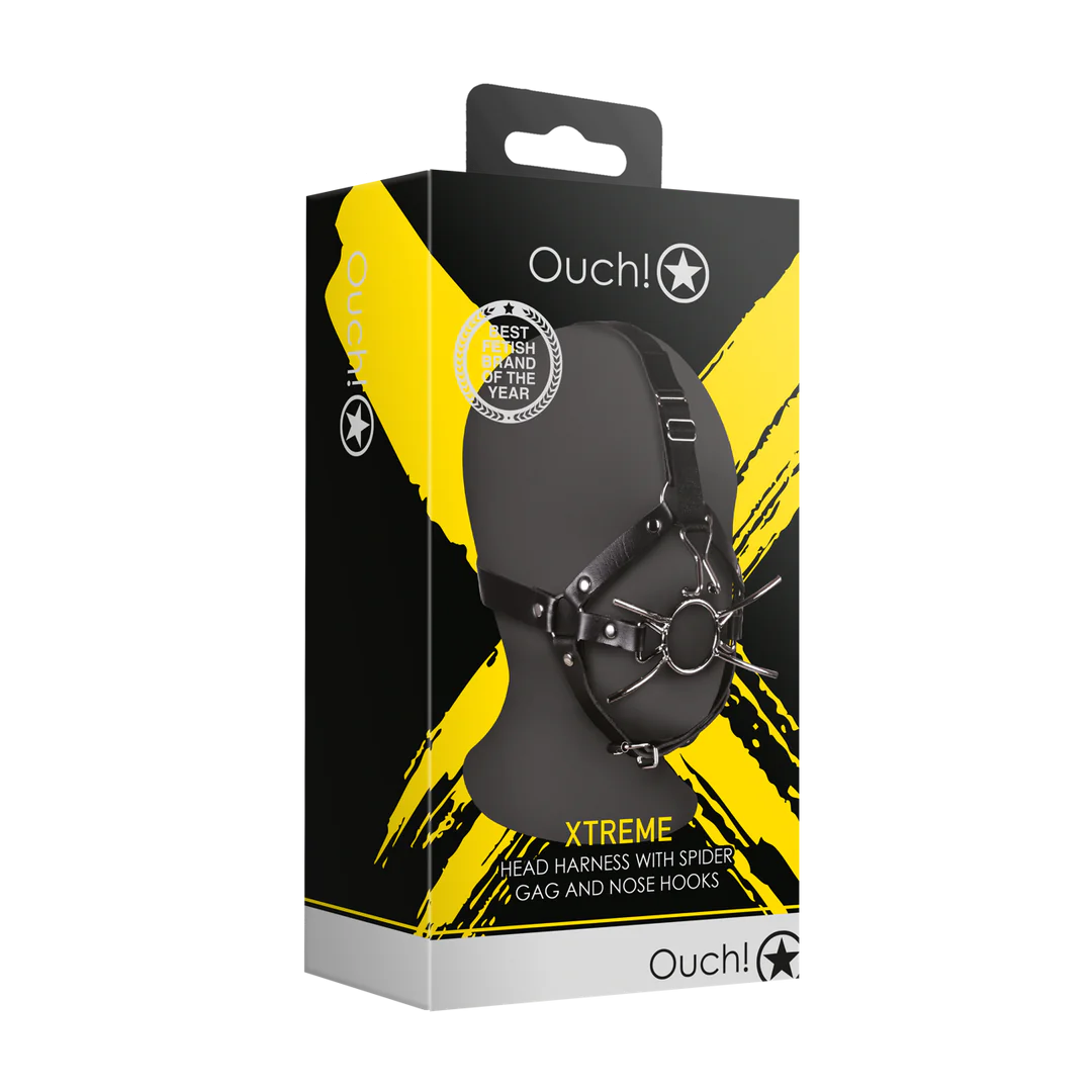 OUCH! Head Harness with Spider Gag and Nose Hooks