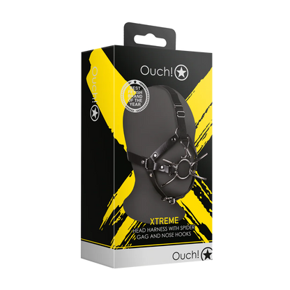 OUCH! Head Harness with Spider Gag and Nose Hooks