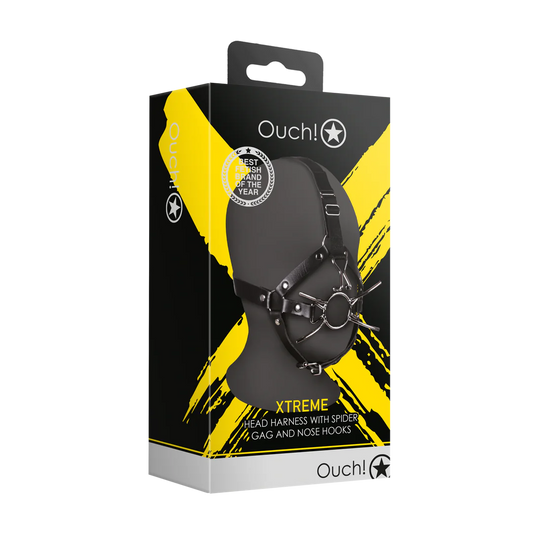 OUCH! Head Harness with Spider Gag and Nose Hooks