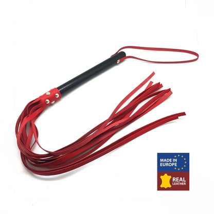 THERED Wooden Martinet with Leather Strings - 78 cm - Red
