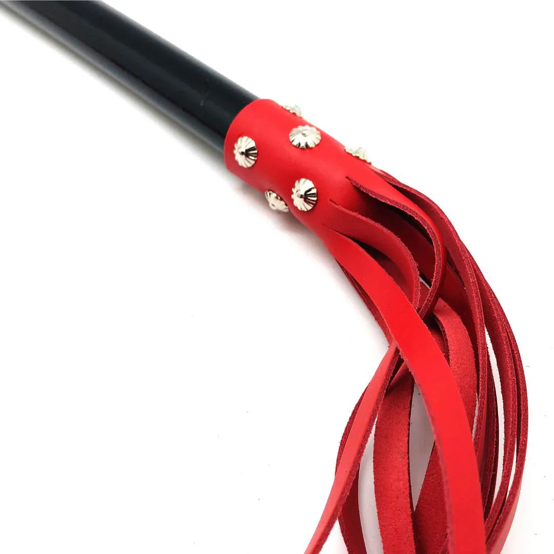 THERED Wooden Martinet with Leather Strings - 78 cm - Red